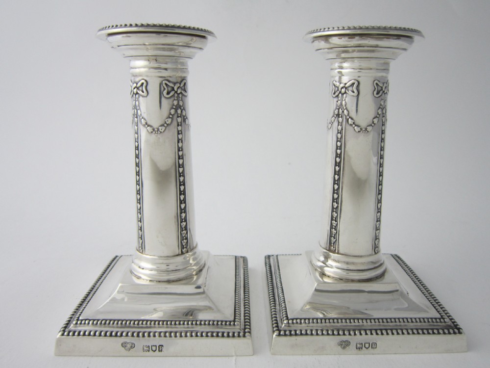 Antique Edwardian Sterling Silver Candlesticks - 1910