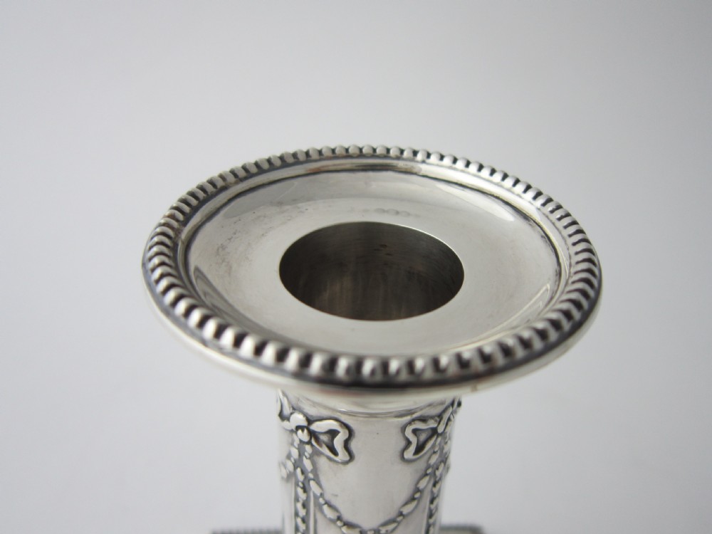 Antique Edwardian Sterling Silver Candlesticks - 1910 View V