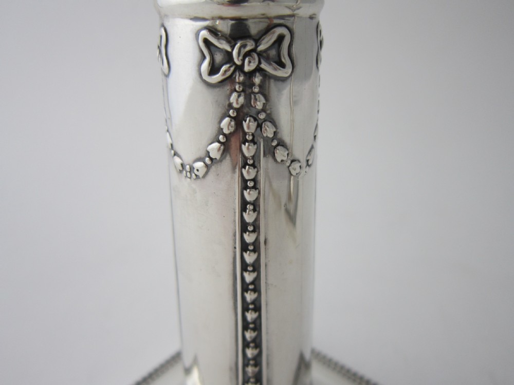 Antique Edwardian Sterling Silver Candlesticks - 1910 View VI