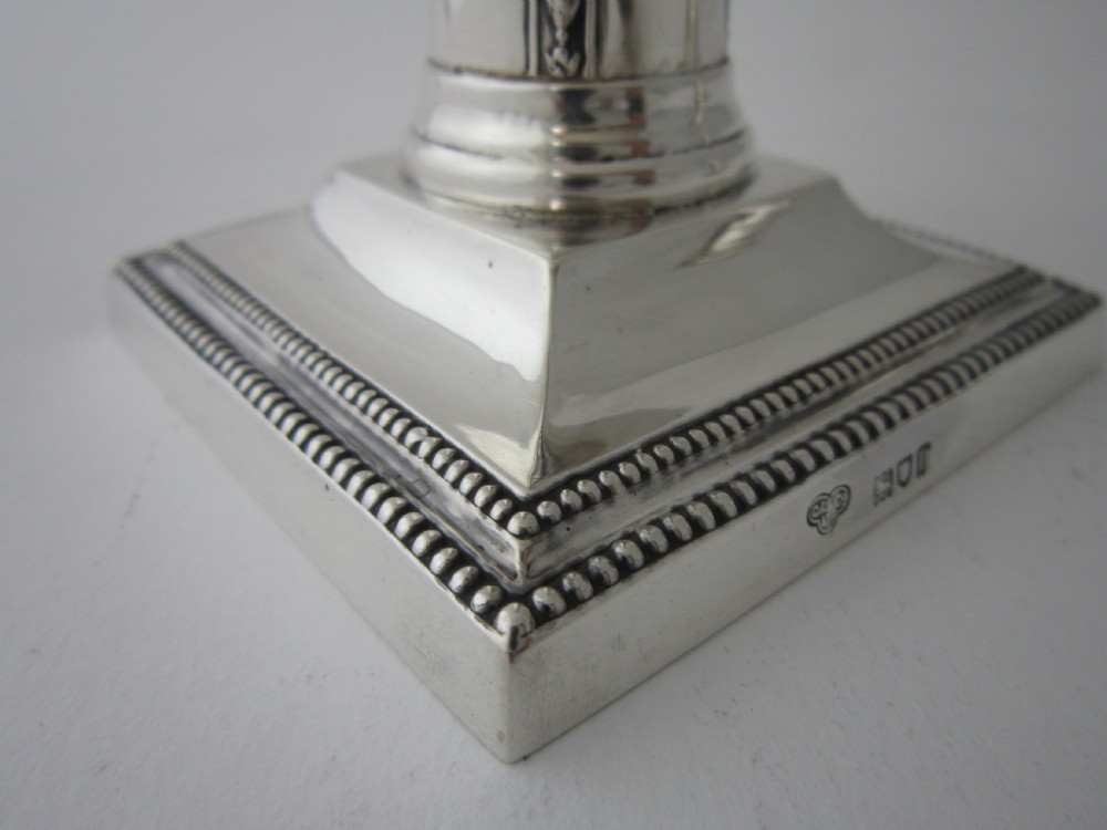 Antique Edwardian Sterling Silver Candlesticks - 1910 View VII