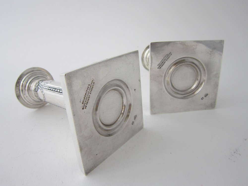 Antique Edwardian Sterling Silver Candlesticks - 1910 View VIII