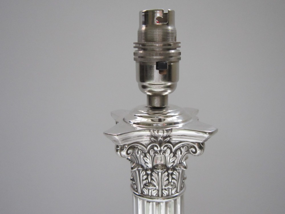 Antique George V Sterling Silver Table Lamp - 1911 View II