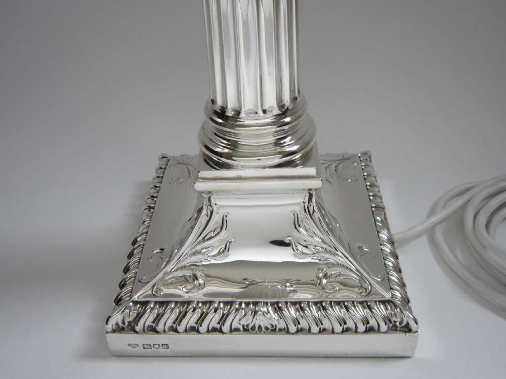 Antique George V Sterling Silver Table Lamp - 1911 View III
