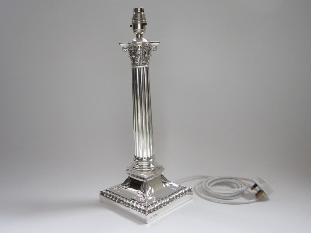 Antique George V Sterling Silver Table Lamp - 1911 View IV