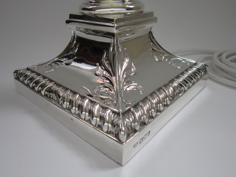 Antique George V Sterling Silver Table Lamp - 1911 View VI