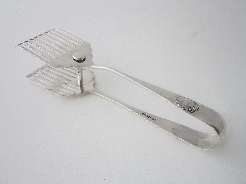 Antique George V Sterling Silver Serving Tongs - 1933