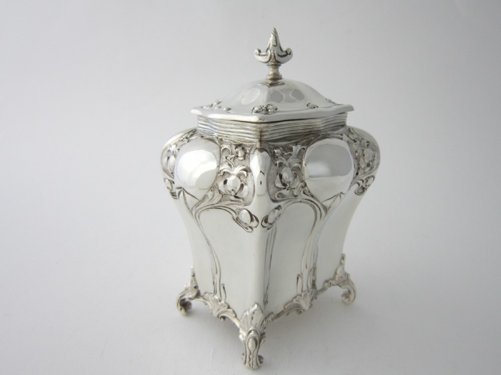 Antique Edwardian Sterling Silver Tea Caddy - 1903 View III
