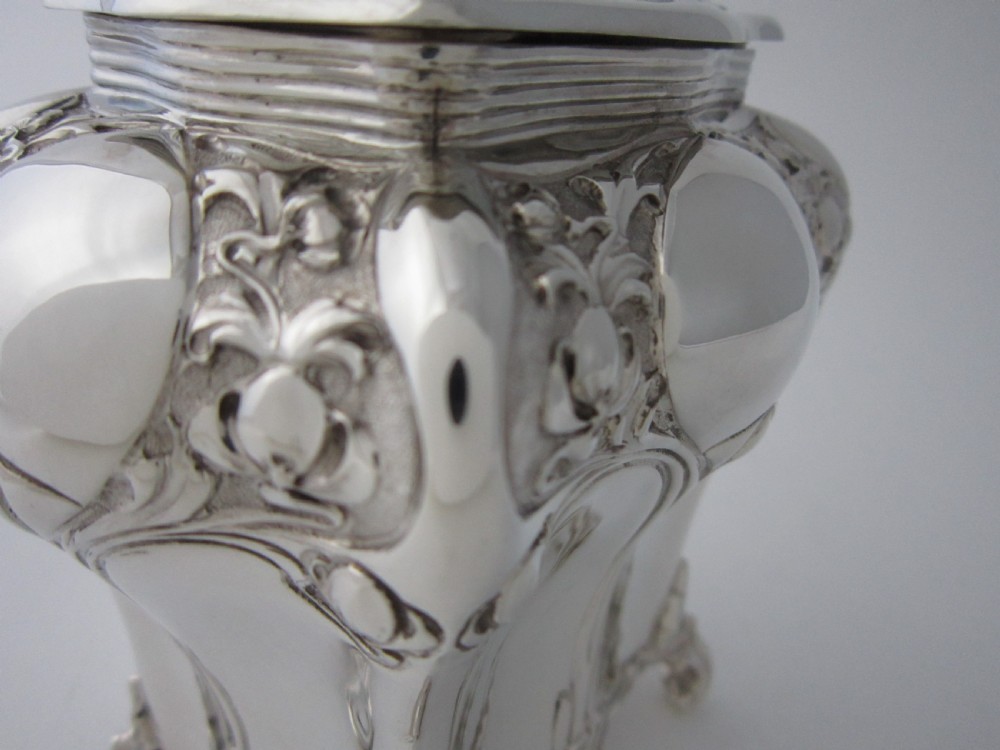 Antique Edwardian Sterling Silver Tea Caddy - 1903 View VIII