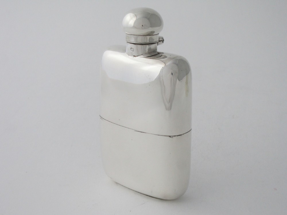 Antique George V Sterling Silver Hip Flask - 1924