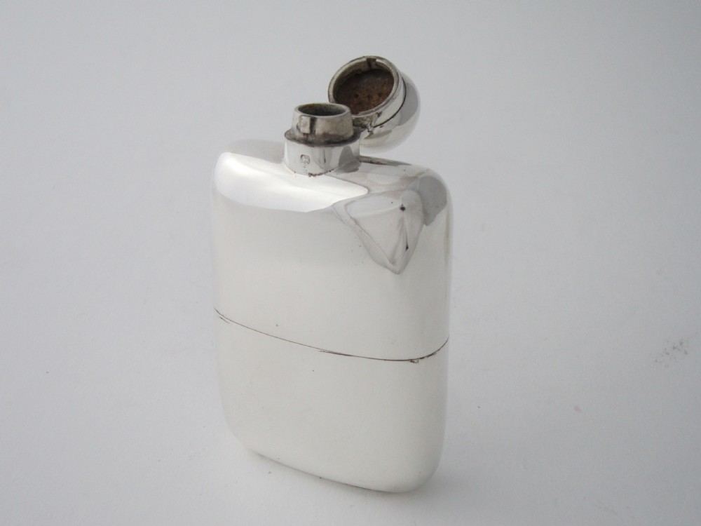 Antique George V Sterling Silver Hip Flask - 1924 View II