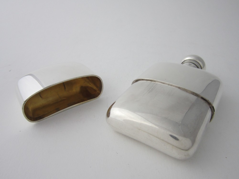 Antique George V Sterling Silver Hip Flask - 1924 View III