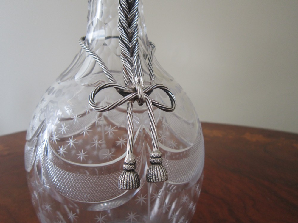 Antique Victorian Sterling Silver & Glass Claret Jug - 1868 View VII