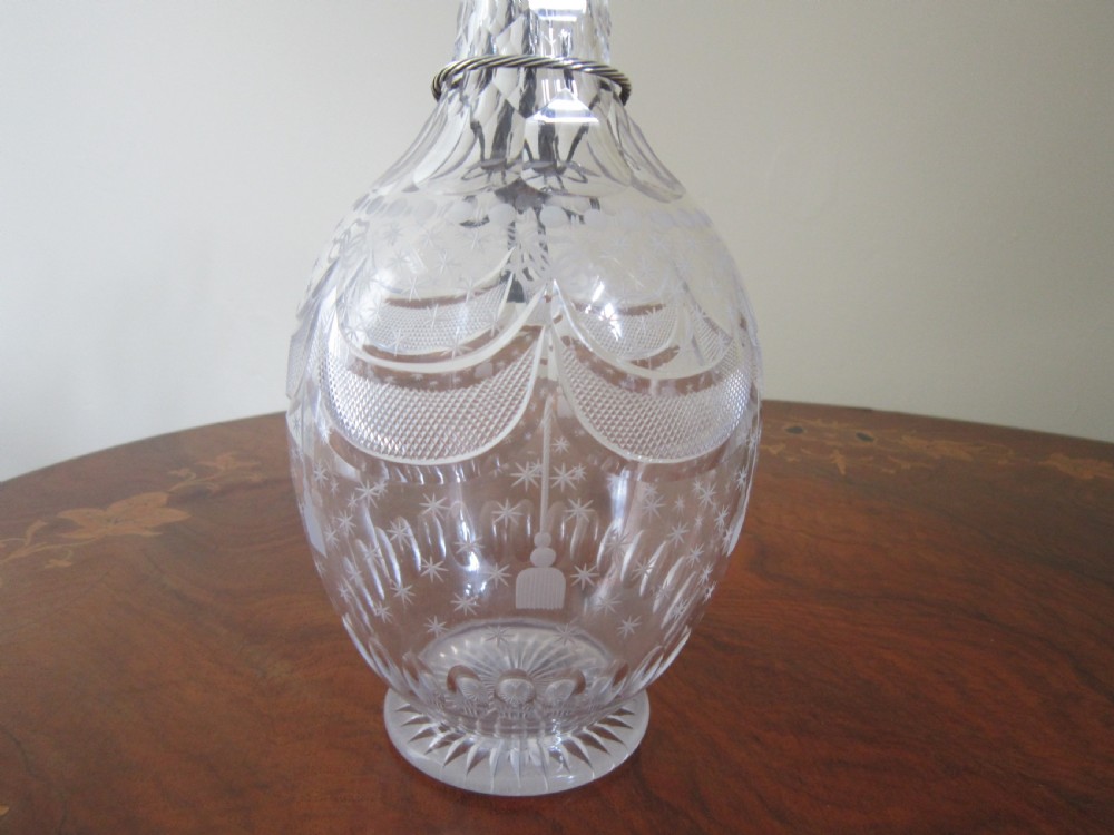 Antique Victorian Sterling Silver & Glass Claret Jug - 1868 View IX