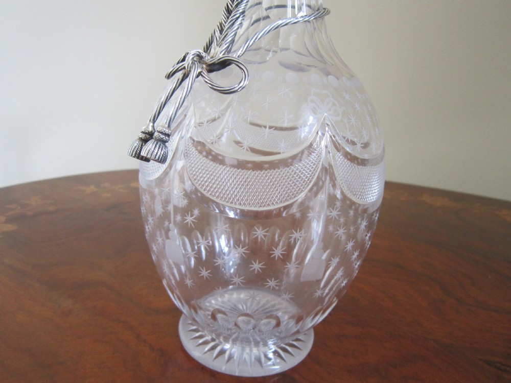 Antique Victorian Sterling Silver & Glass Claret Jug - 1868 View X