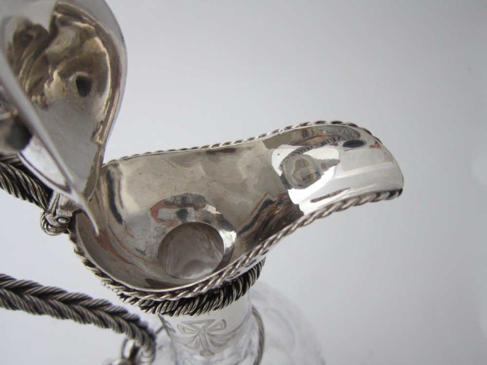 Antique Victorian Sterling Silver & Glass Claret Jug - 1868 View XII