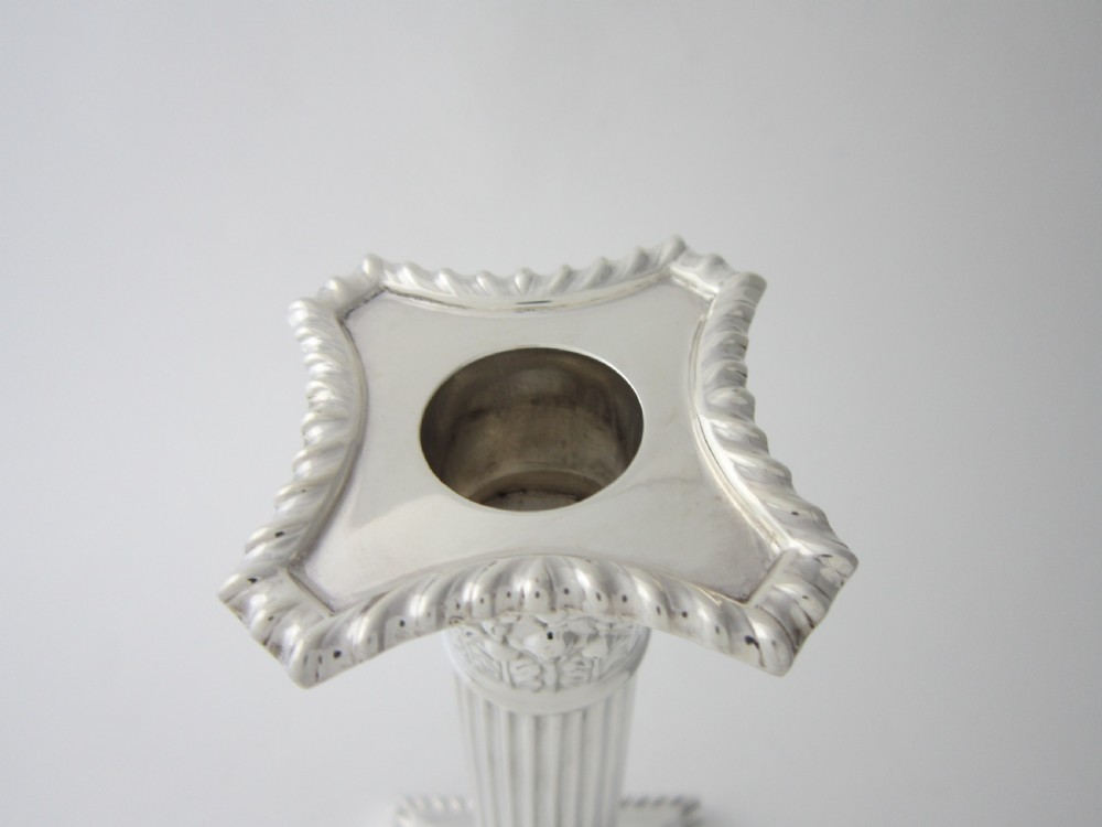 Pair of Antique Edwardian Sterling Silver Candlesticks - 1905 View IV
