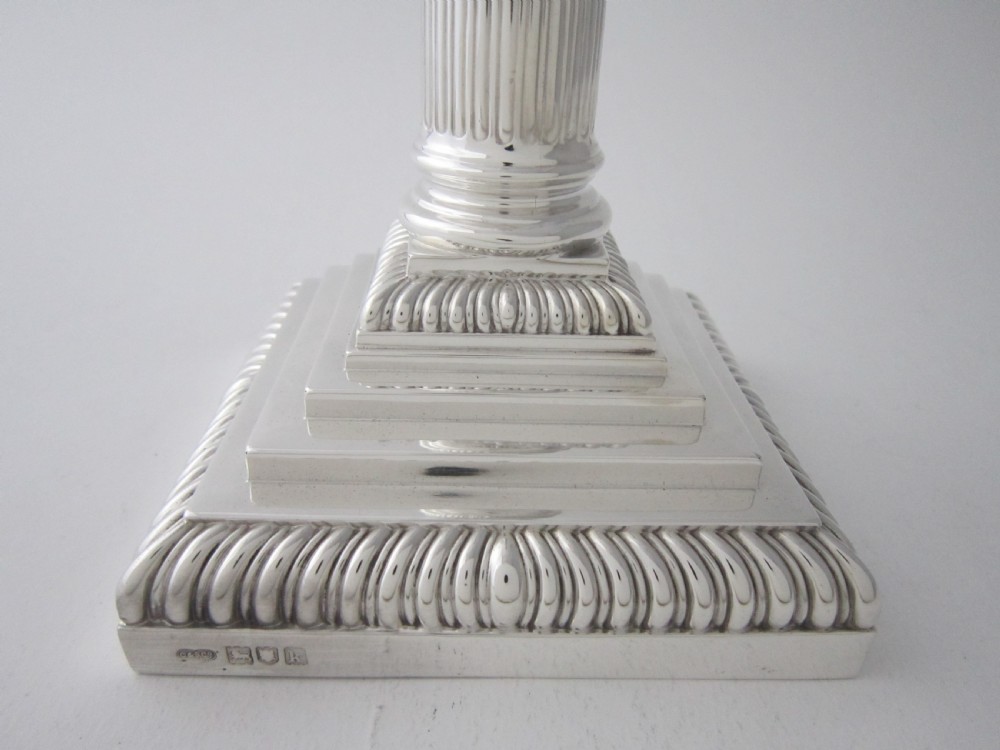 Pair of Antique Edwardian Sterling Silver Candlesticks - 1905 View VI