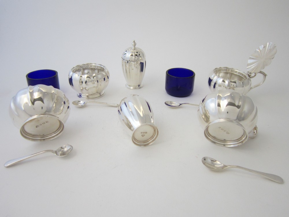 Antique George VI Sterling Silver Six-piece Condiment Set - 1938 View VIII