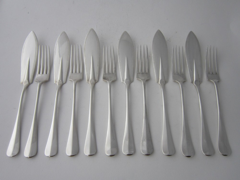 Set of 6 Antique George V Sterling Silver Fish Eaters - 1934/5