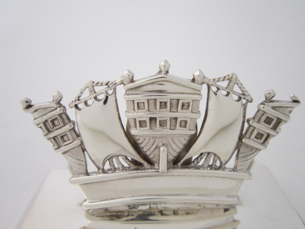 Very Large Antique Edwardian Sterling Silver Nautical Menu/Place Card Holders - 1906 View V