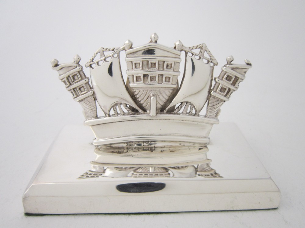 Very Large Antique Edwardian Sterling Silver Nautical Menu/Place Card Holders - 1906 View VI