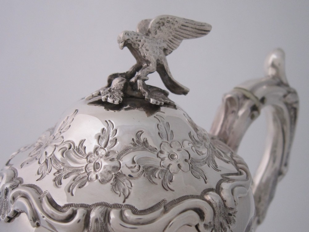 Antique Victorian Sterling Silver Coffee Pot - 1854 View II