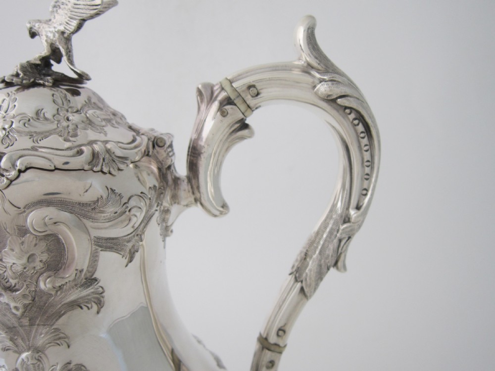 Antique Victorian Sterling Silver Coffee Pot - 1854 View III