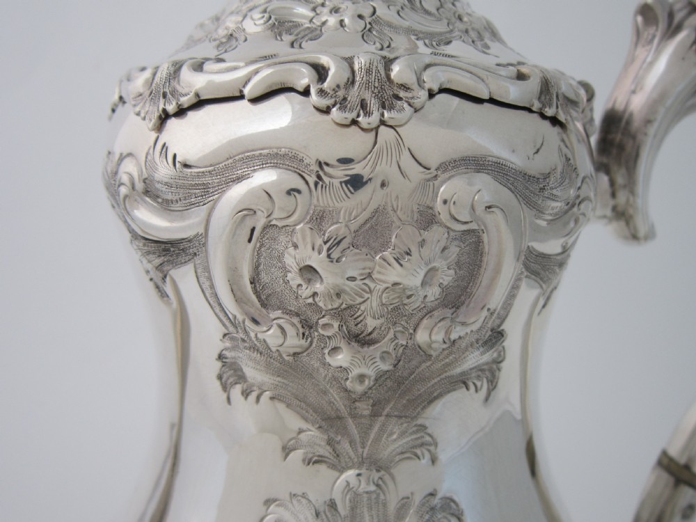 Antique Victorian Sterling Silver Coffee Pot - 1854 View IV