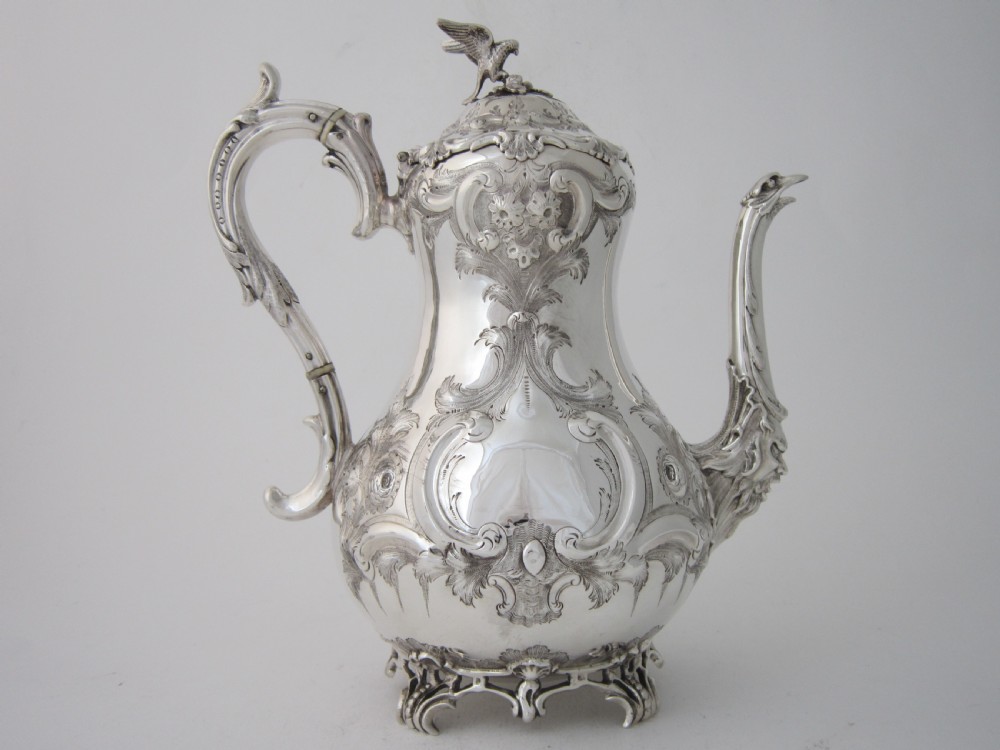 Antique Victorian Sterling Silver Coffee Pot - 1854 View IX