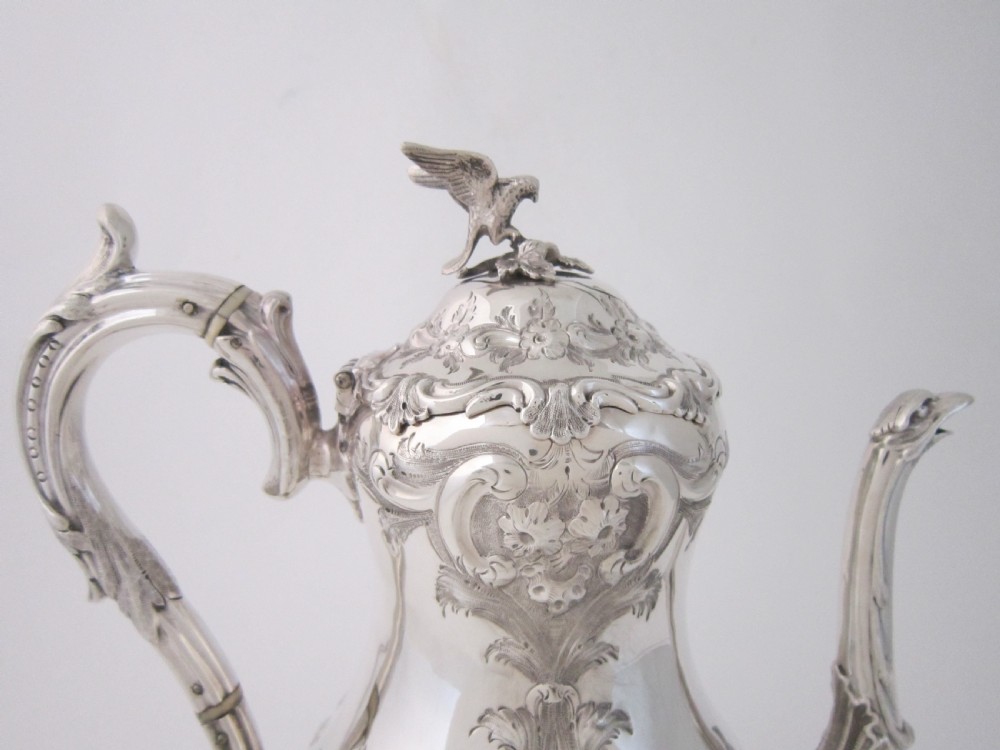 Antique Victorian Sterling Silver Coffee Pot - 1854 View X