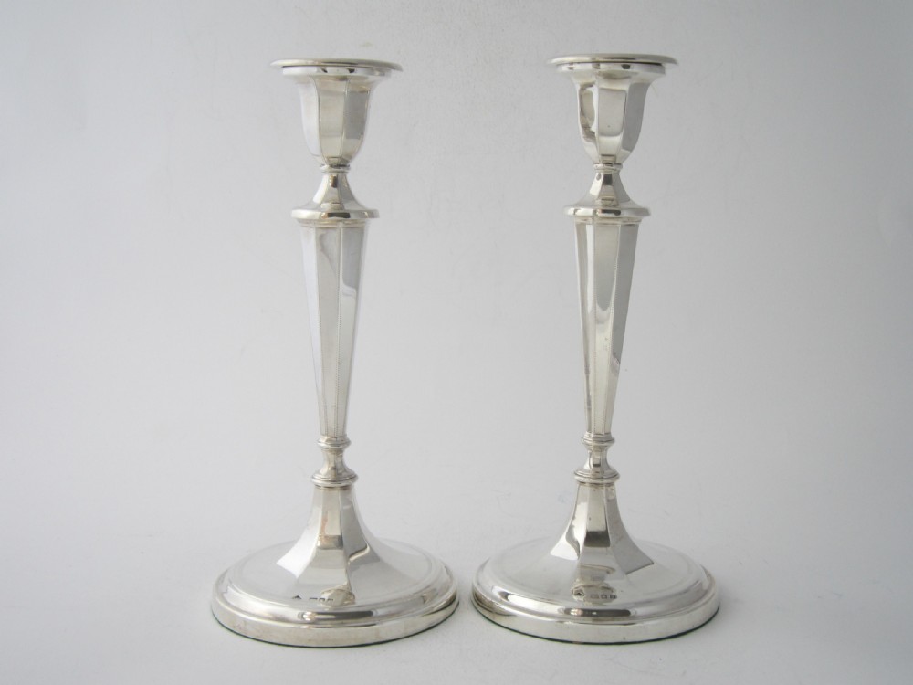 Pair of Antique George V Sterling Silver Candlesticks - 1922