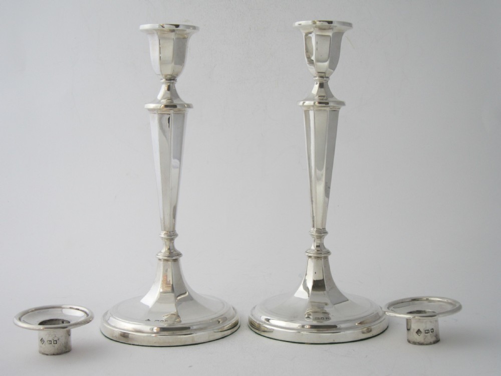 Pair of Antique George V Sterling Silver Candlesticks - 1922 View II