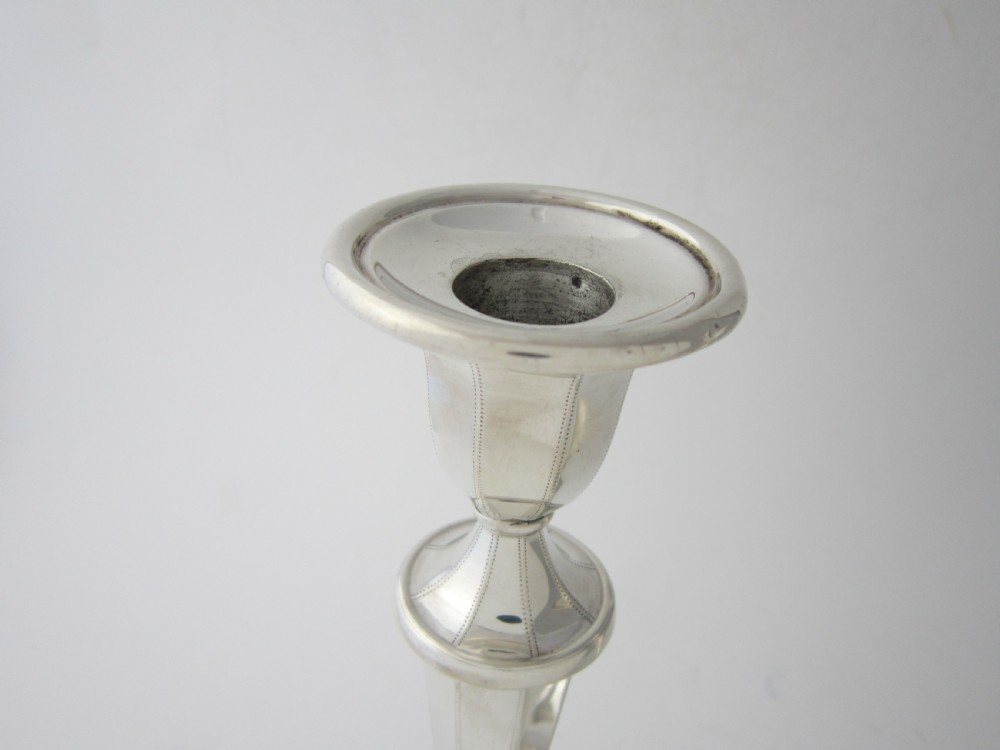 Pair of Antique George V Sterling Silver Candlesticks - 1922 View III