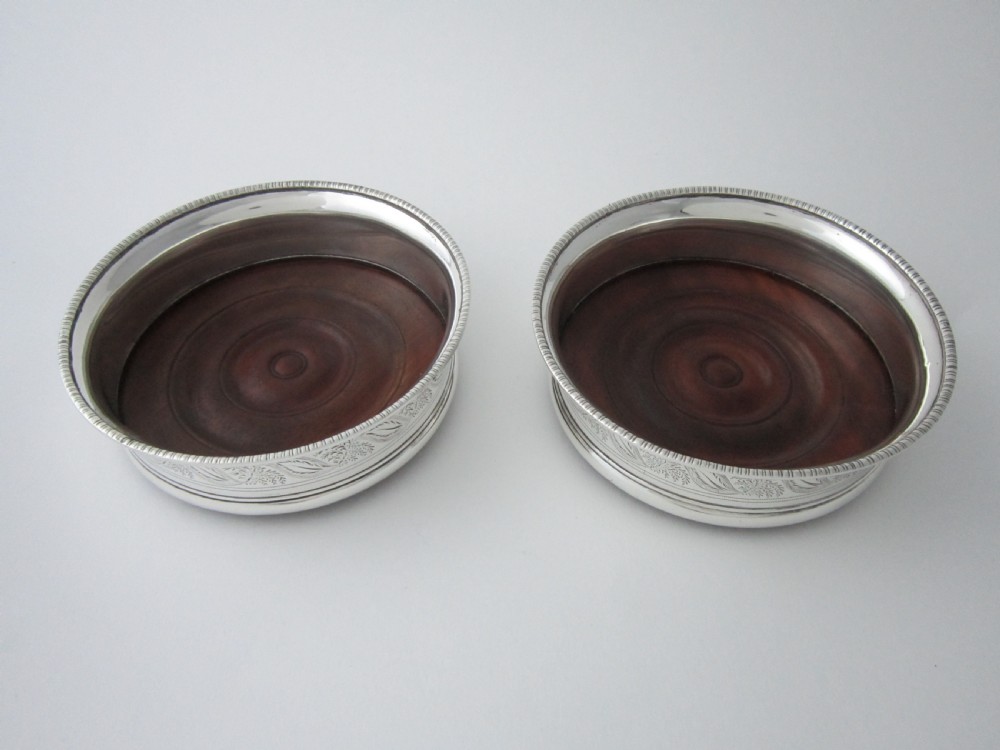 Scottish Antique George III Sterling Silver Wine Coasters - 1800 View IV