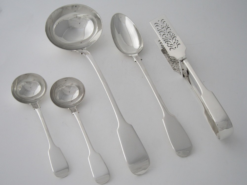 Antique Victorian Sterling Silver Canteen of Fiddle Pattern Cutlery for 12 Persons  View XIII
