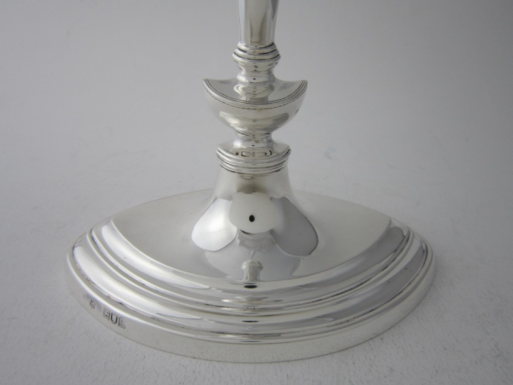 Set of 4 Antique Edwardian Sterling Silver Candlesticks - 1902 View VI
