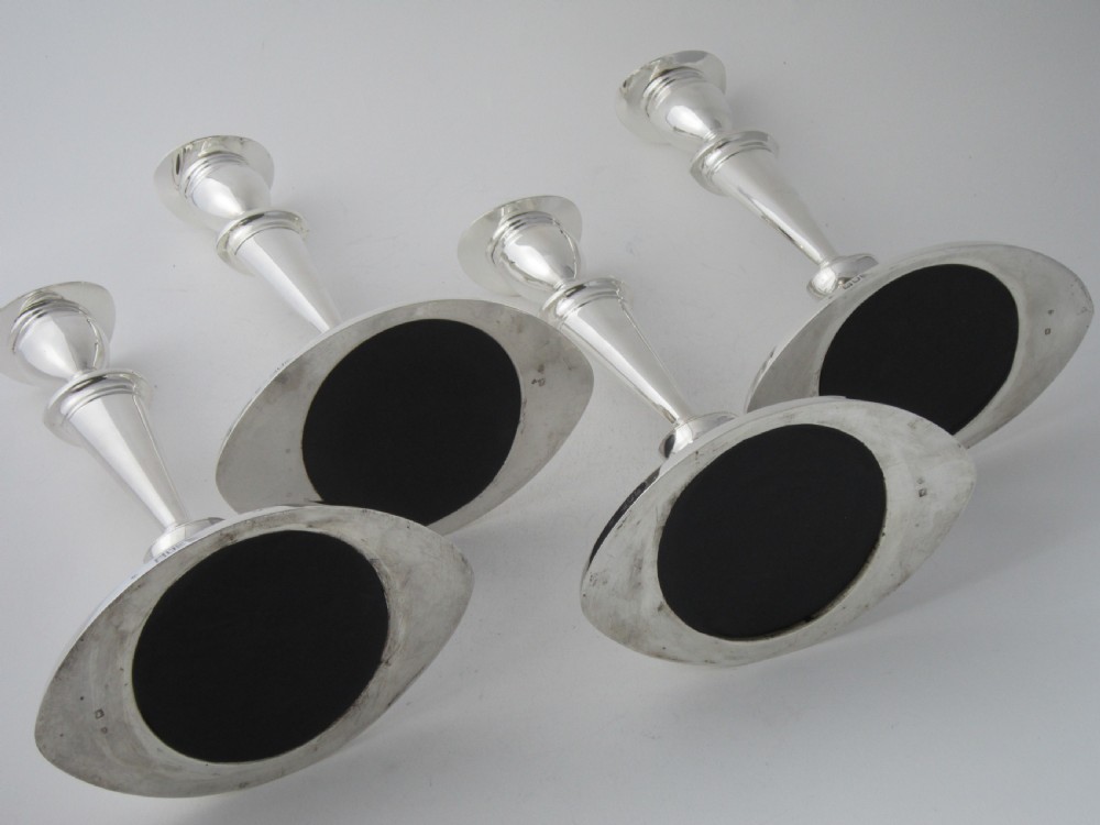 Set of 4 Antique Edwardian Sterling Silver Candlesticks - 1902 View VII