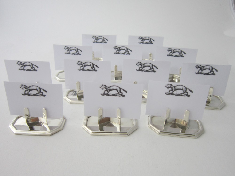 Set of 12 Elizabeth II Sterling Silver Place Card Holders - 1961 View XI