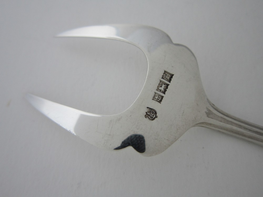 Heavy Set of  6 Elizabeth II Sterling Silver Pastry Forks - 1954 View IX