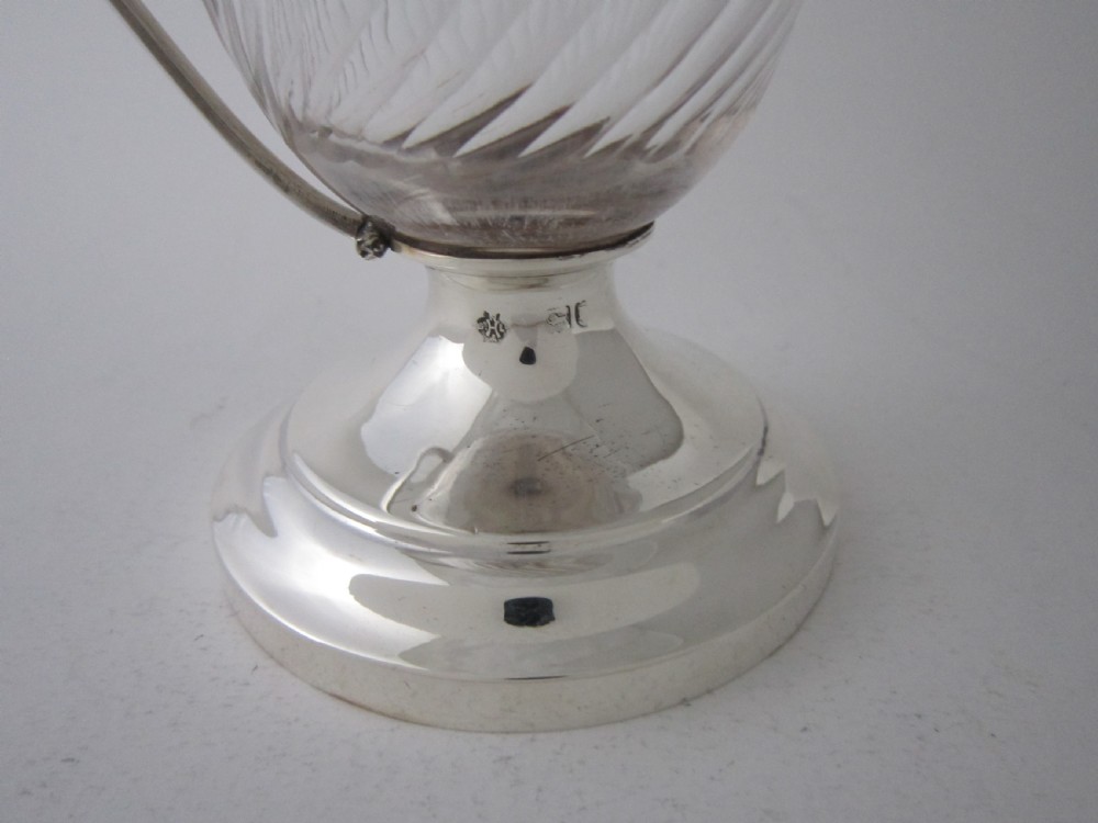 Antique Edwardian Sterling Silver & Etched Glass Claret Jug - 1902 View VIII