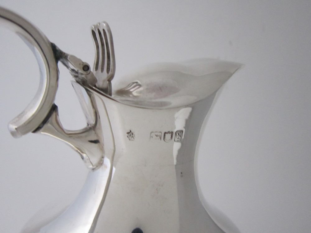 Antique Edwardian Sterling Silver & Etched Glass Claret Jug - 1902 View IX