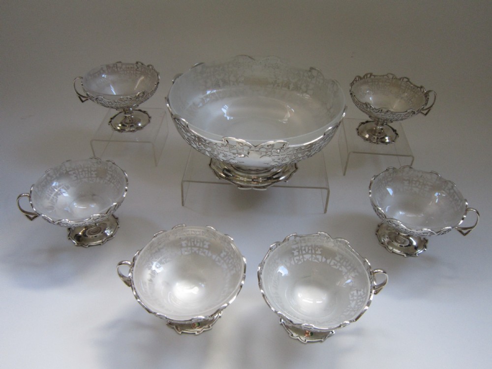 Antique George V Sterling Silver Dessert Bowl & Dishes - 1933 View II