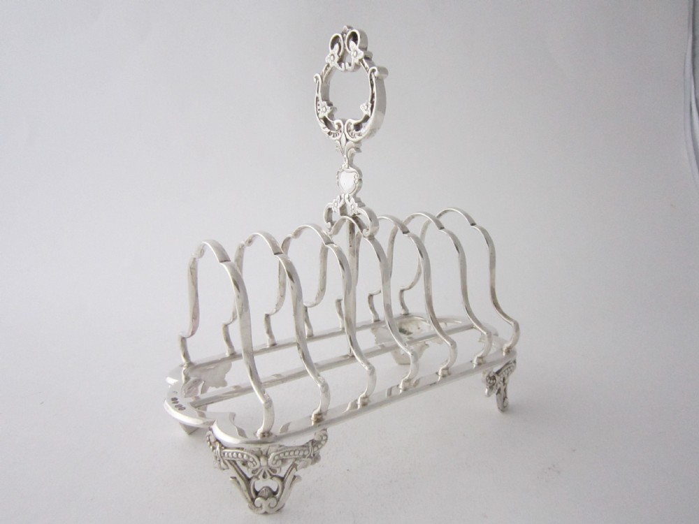 Antique Victorian Sterling Silver Toast Rack - 1868 View II