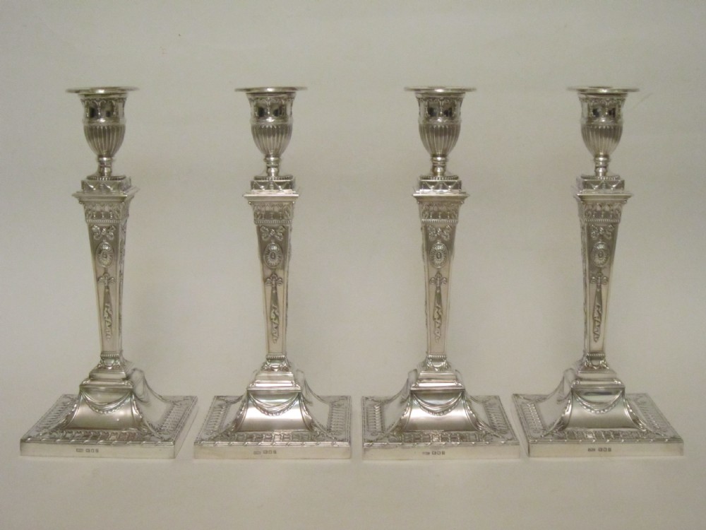 Set of Four Antique George V Sterling Silver Candlesticks - 1920