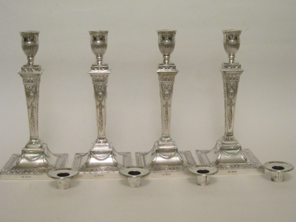 Set of Four Antique George V Sterling Silver Candlesticks - 1920 View II