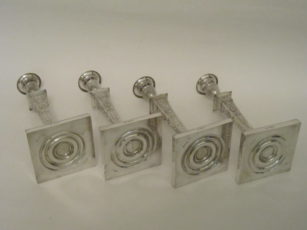 Set of Four Antique George V Sterling Silver Candlesticks - 1920 View III