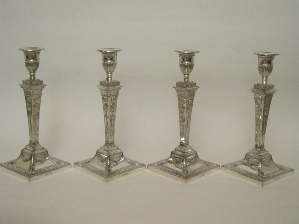 Set of Four Antique George V Sterling Silver Candlesticks - 1920 View IV