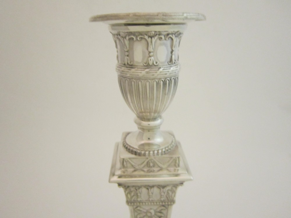 Set of Four Antique George V Sterling Silver Candlesticks - 1920 View VI