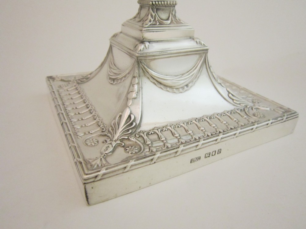 Set of Four Antique George V Sterling Silver Candlesticks - 1920 View IX