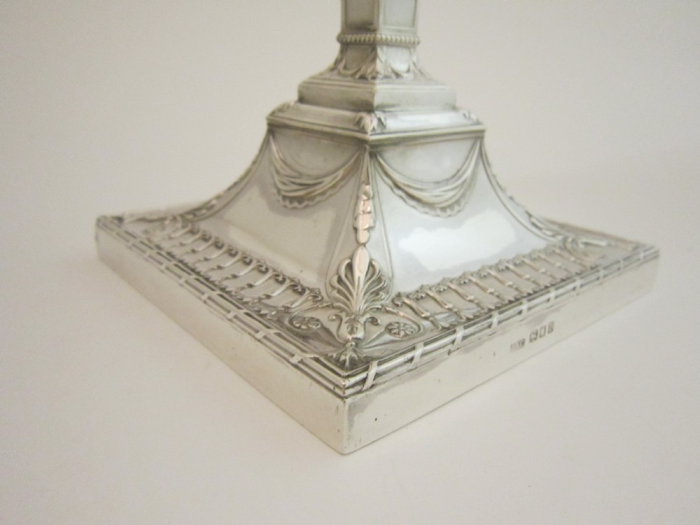 Set of Four Antique George V Sterling Silver Candlesticks - 1920 View XI